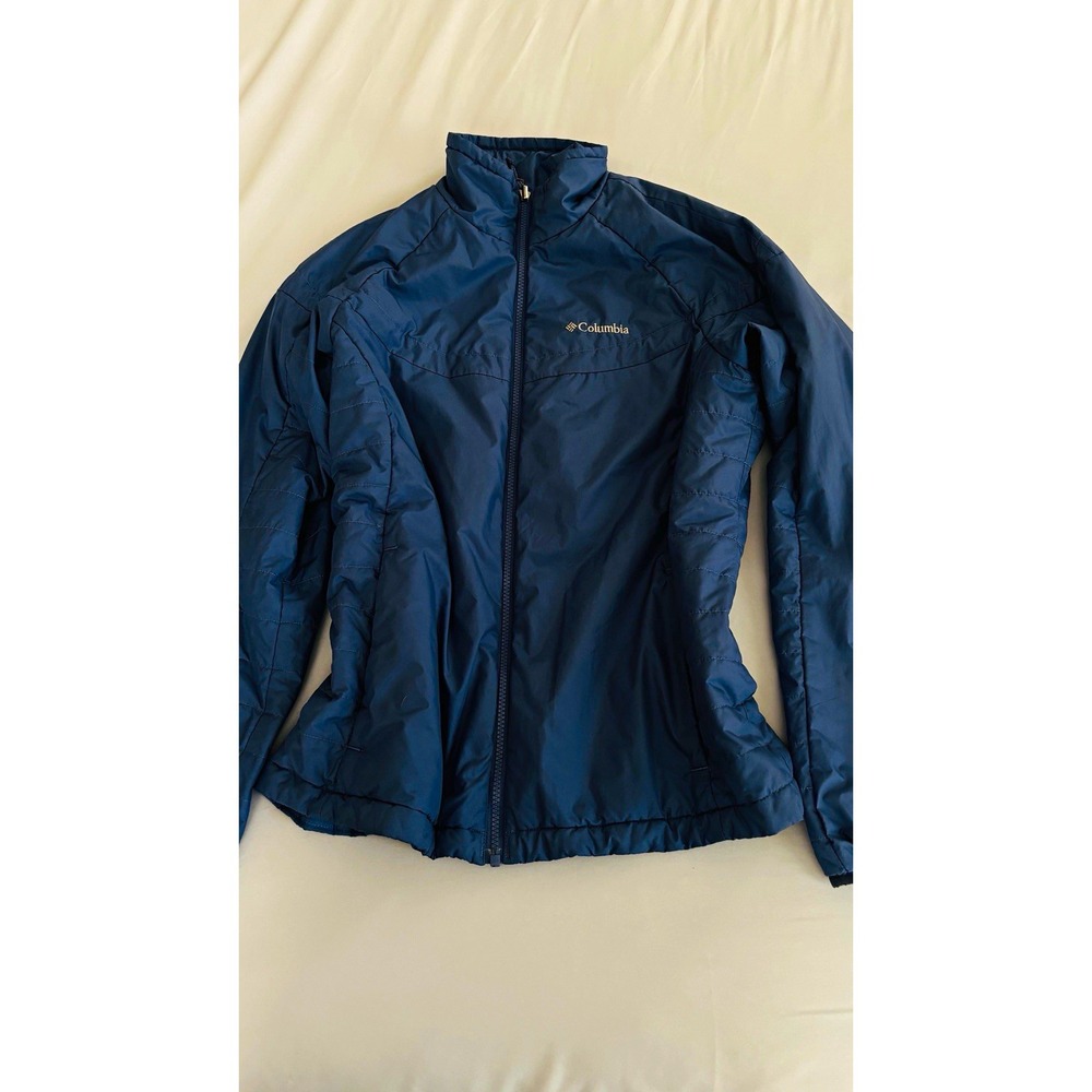 Columbia Omni-Heat Blue Puffer Jacket unisex L Full Zip Pockets Outdoor